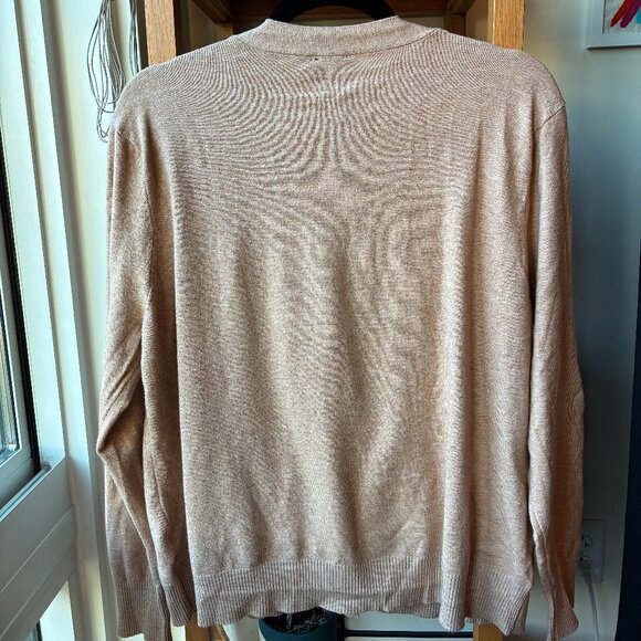 Brown Cardigan Sweater with White Felt Floral Design - Super Soft - Size XL - Picture 8 of 8
